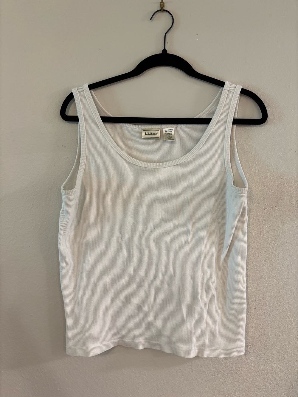 Vintage L.L. Bean White Ribbed Tank Top for Women